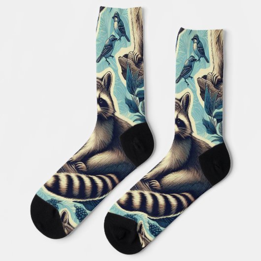Cute Racoon Pattern Sokken (Links)