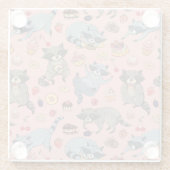 Cute Racoons Glazen Onderzetter (Achterkant)