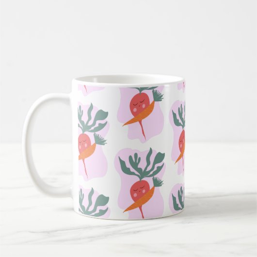 Cute Radish and Carrot Cartoon Pattern Koffiemok (Links)