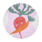 Cute Radish en Carrot Cartoon Snijplank (Voorkant)