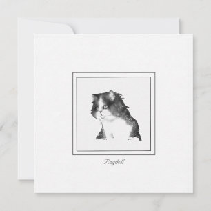 Cute Ragdoll Cat Black and White Sketch Notitiekaartje