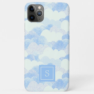 Cute Rain Clouds Personalized Monogram iPhone 11 Pro Max Hoesje