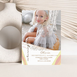 Cute Rainbow 3ème Photo Invitation Fête d'annivers
