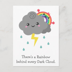 Cute Rainbow achter elke donkere wolk Briefkaart