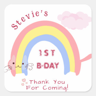 Cute Rainbow Aesthetic Boho Bedankt voor je komst Vierkante Sticker