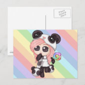 Cute Rainbow Anime Panda Girl Briefkaart (Voorkant / Achterkant)