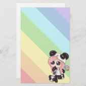 Cute Rainbow Anime Panda Girl Briefpapier (Voorkant / Achterkant)