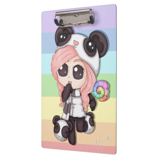 Cute Rainbow Anime Panda Girl Klembord (Links)