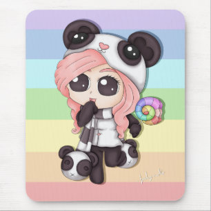 Cute Rainbow Anime Panda Girl Muismat