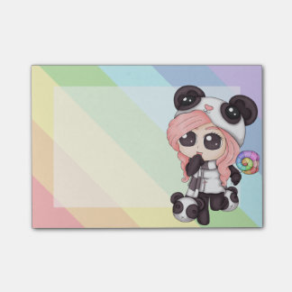 Cute Rainbow Anime Panda Girl Post-it® Notes