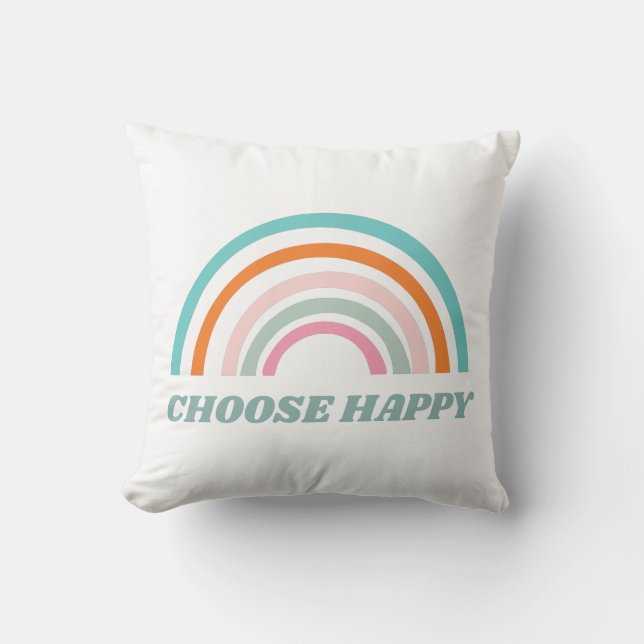 Cute Rainbow Art Happiness Inspirerend Kussen (Voorkant)