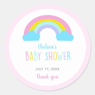 Cute Rainbow Baby shower Dank u Roze pastel Ronde Sticker
