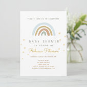 Cute Rainbow Baby shower Invitation Kaart (Staand voorkant)