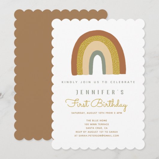 Cute Rainbow Baby shower Invitation Kaart (Voorkant / Achterkant)