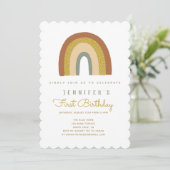 Cute Rainbow Baby shower Invitation Kaart (Staand voorkant)