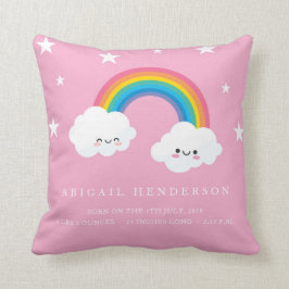 Cute Rainbow Birth Announcement Pillow Kussen