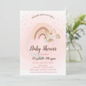 Cute Rainbow Boho Fleurs Baby shower Invitation (Debout devant)