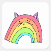 Cute Rainbow Cat sur un autocollant 3x4. (Devant)