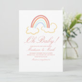 Cute Rainbow Cloud Doodle Baby shower Kaart (Staand voorkant)