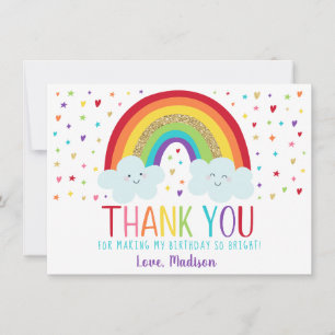 Cute Rainbow Clouds Birthday Hartelijk dank Bedankkaart