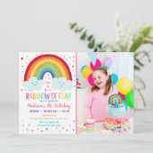 Cute Rainbow Clouds Birthday Kaart (Staand voorkant)