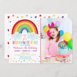 Cute Rainbow Clouds Birthday Kaart