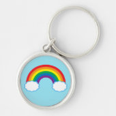 Cute Rainbow Clouds Blue Sleutelhanger (Voorkant)
