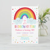 Cute Rainbow Clouds First Birthday Kaart (Staand voorkant)