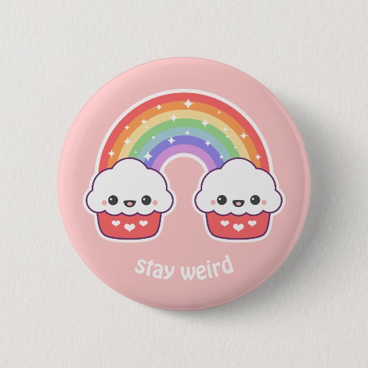 Cute Rainbow Cupcakes Ronde Button 5,7 Cm (Voorkant)