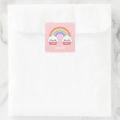 Cute Rainbow Cupcakes Vierkante Sticker (Tas)