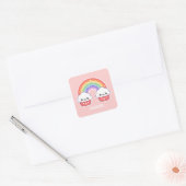 Cute Rainbow Cupcakes Vierkante Sticker (Envelop)