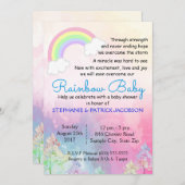 Cute Rainbow Custom Baby shower RSVP Kaart (Voorkant / Achterkant)
