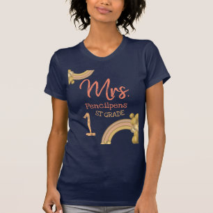 Cute Rainbow Custom Elementary Teacher School T-shirt