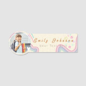 Cute Rainbow Custom Kid Name & Photo  Naamplaatje (Voorkant)