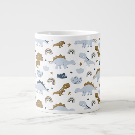 Cute Rainbow Dinosaur Pattern Extra Grote Beker (Voorkant)