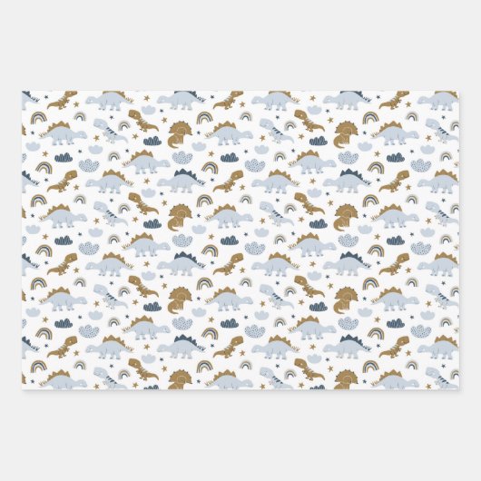 Cute Rainbow Dinosaur Pattern Inpakpapier Vel (Voorkant)