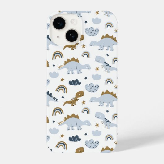 Cute Rainbow Dinosaur Pattern iPhone Hoesje (Achterkant)