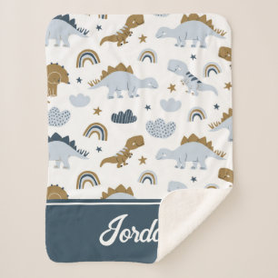 Cute Rainbow Dinosaur Pattern Sherpa Deken