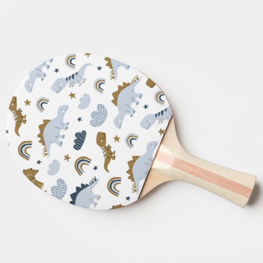 Cute Rainbow Dinosaur Pattern Tafeltennisbatje (Zijkant)