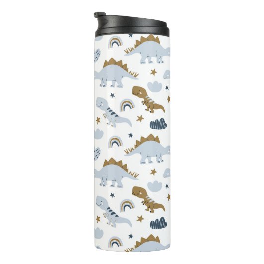 Cute Rainbow Dinosaur Pattern Thermosbeker (Geroteerd rechts)