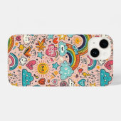 Cute Rainbow Doodle Pattern iPhone Hoesje (Achterkant horizontaal)