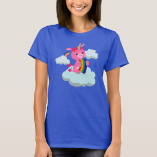 Cute Rainbow Eating Cartoon Unicorn Women T-Shirt