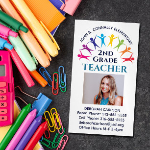 Cute Rainbow Elementary School Docent Educator Magnetisch Visitekaartje
