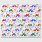 Cute Rainbow en Unicorn Cadeaupapier (Vlak)
