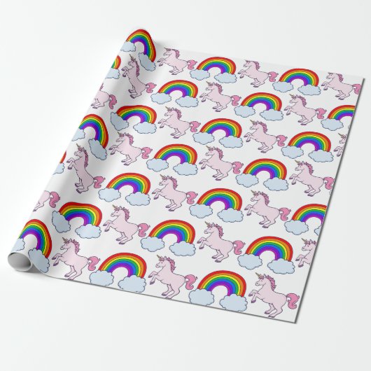 Cute Rainbow en Unicorn Cadeaupapier (Uitgerold)