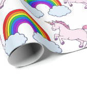 Cute Rainbow en Unicorn Cadeaupapier (Rol Hoek)
