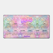 Cute rainbow faux glitter Monogram 2025 calendar (Recto)