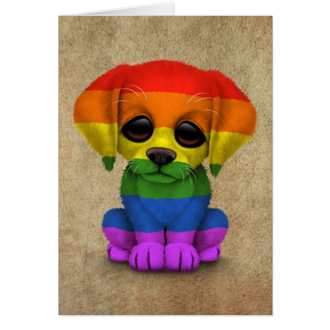 Cute Rainbow Gay Pride Puppy Dog (Voorkant)