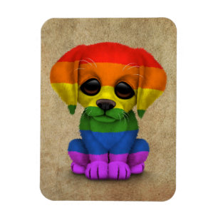 Cute Rainbow Gay Pride Puppy Dog Magneet