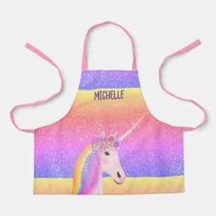 Cute Rainbow Glitter Unicorn Personalized Kinderen Schort